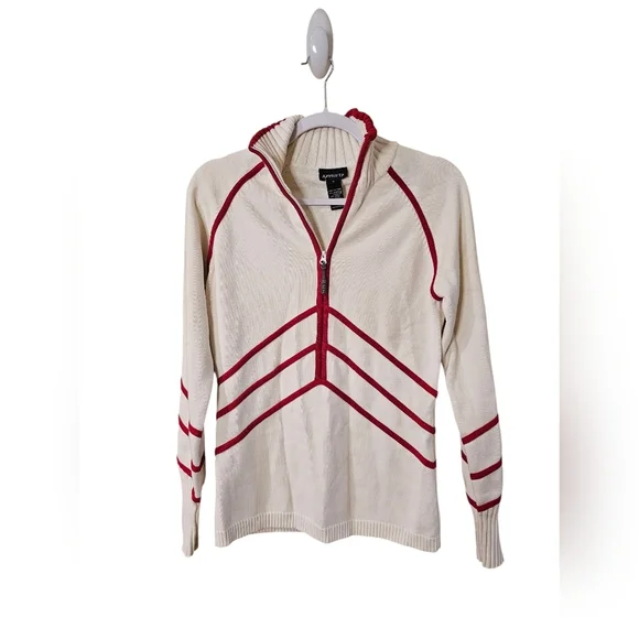 Athleta White and Red Women's Pullover Sweater. Medium - Picture 3 of 4